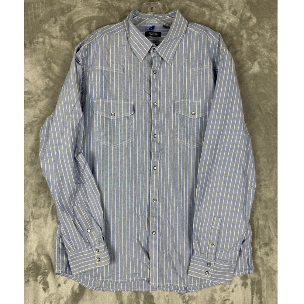 Kenneth Cole Reaction Blue Striped Casual Button Down Shirt
